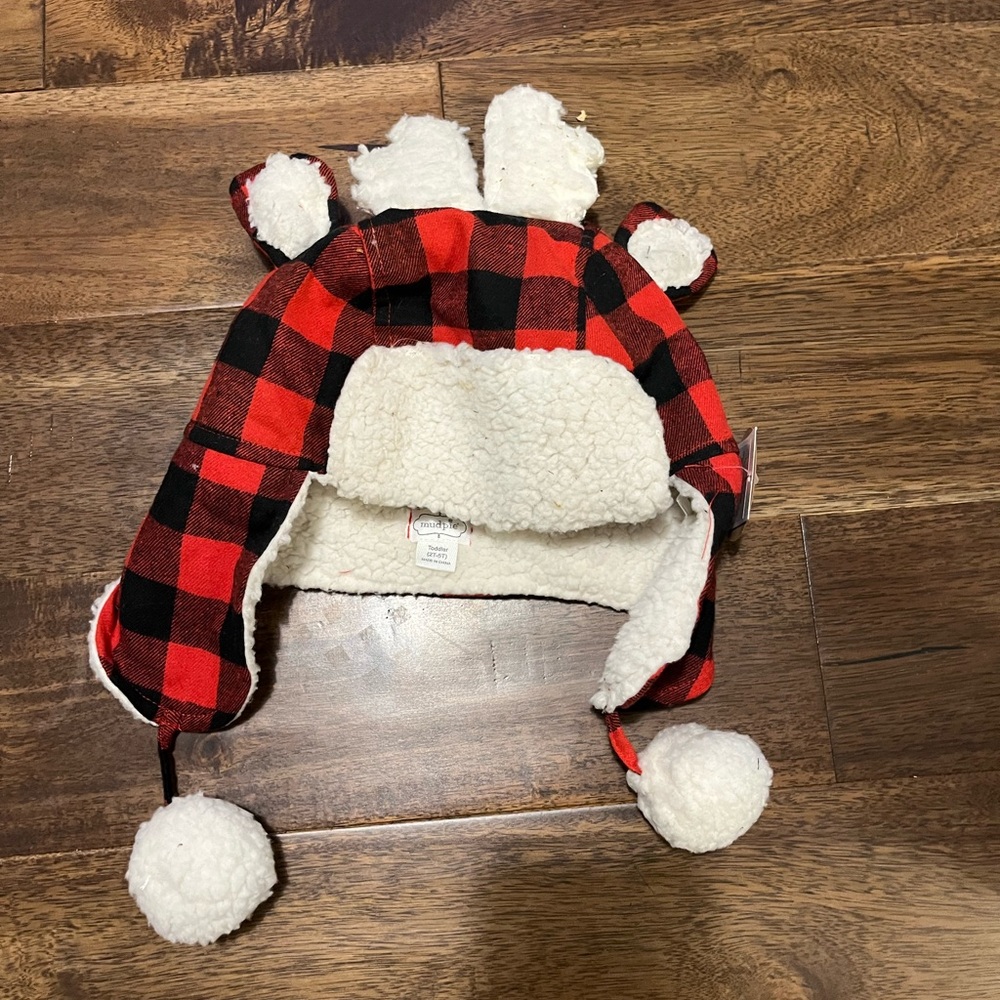 Mud Pie- Buffalo check reindeer hat